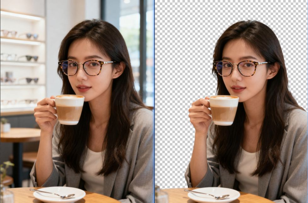 PS抠图前后对比图