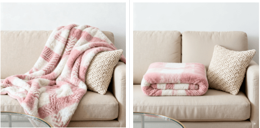 AI修图-NanoBanana修图叠毛毯效果图