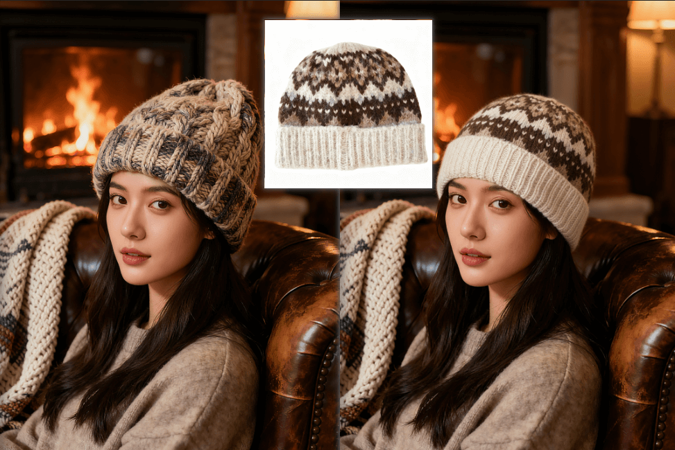 AI修图-NanoBanana修图帽子迁移示意图