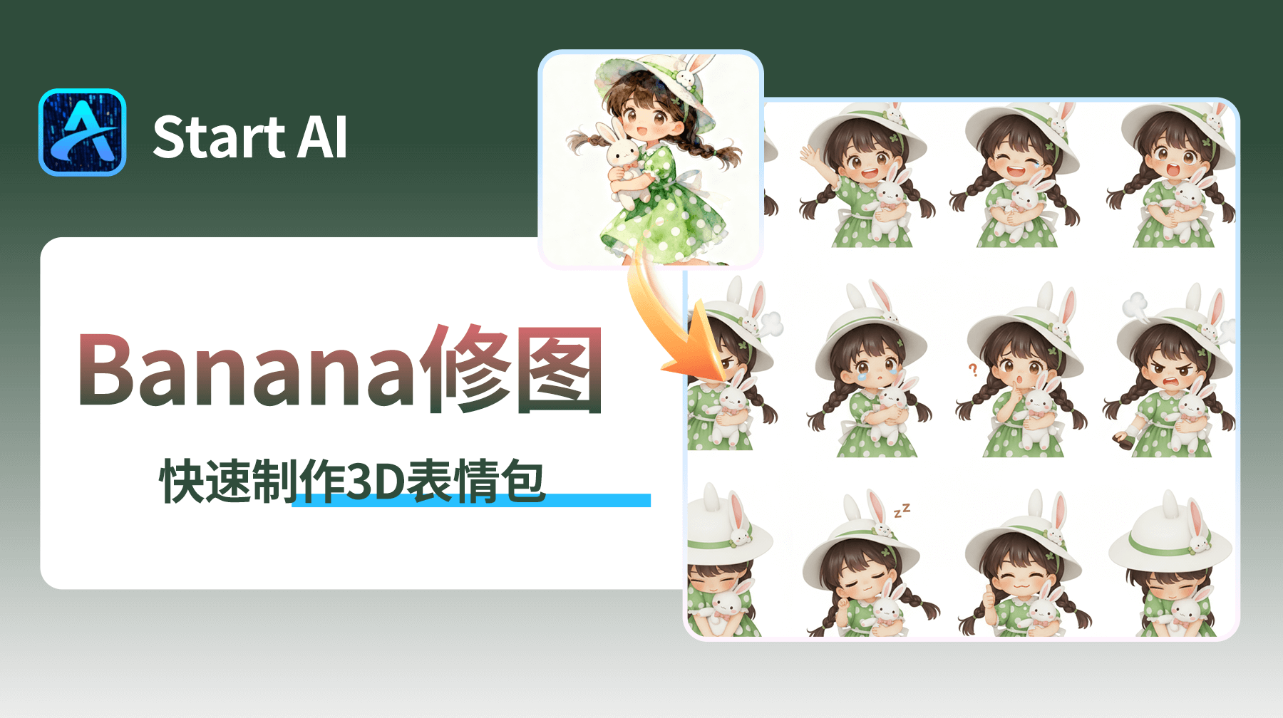 AI修图新突破！用StartAI插件nanoBanana功能轻松实现2D转3D