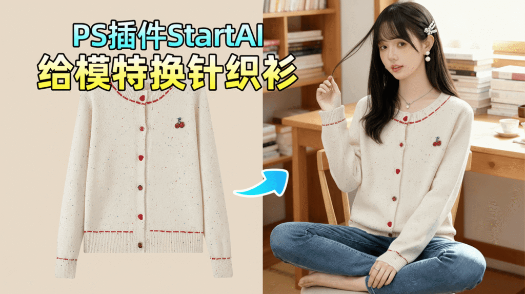 NanoBanana 修图功能:模特针织衫替换实例