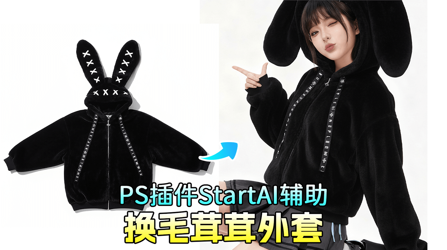 【PS如何换装】毛绒外套换装难？Nanobanana一键搞定绒毛质感，模特秒变冬日暖妹！