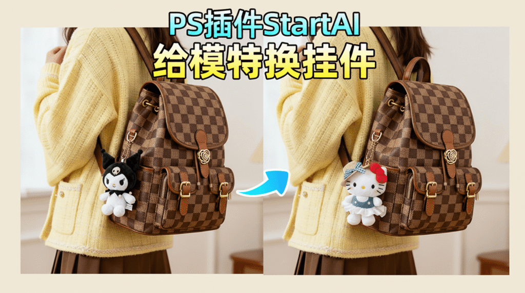 nanobanana 修图功能：包包挂件替换实例