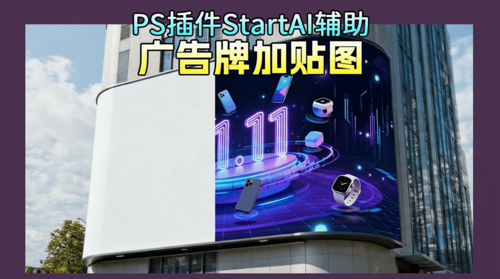 nanobanana+PS 插件 StartAI 打造大屏贴图