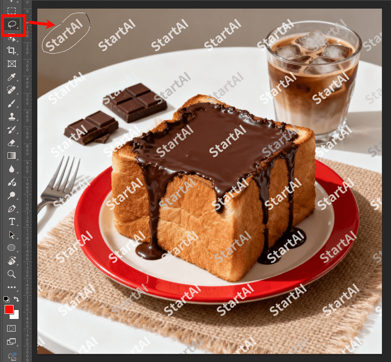 PS去水印 套索+智能识别填充