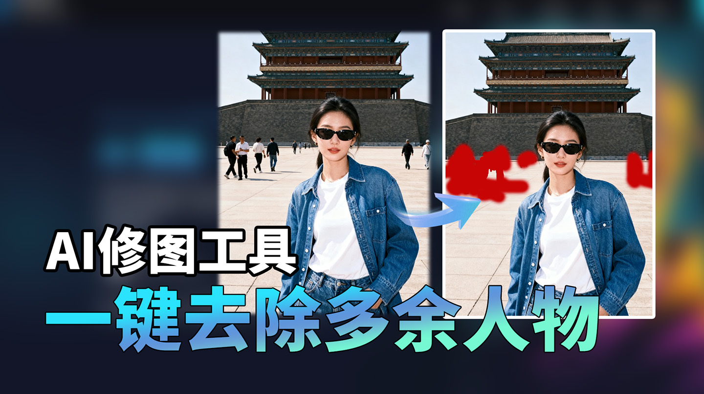 用 ps么把图片中多余的人去掉？AI 修图让难题1秒解决