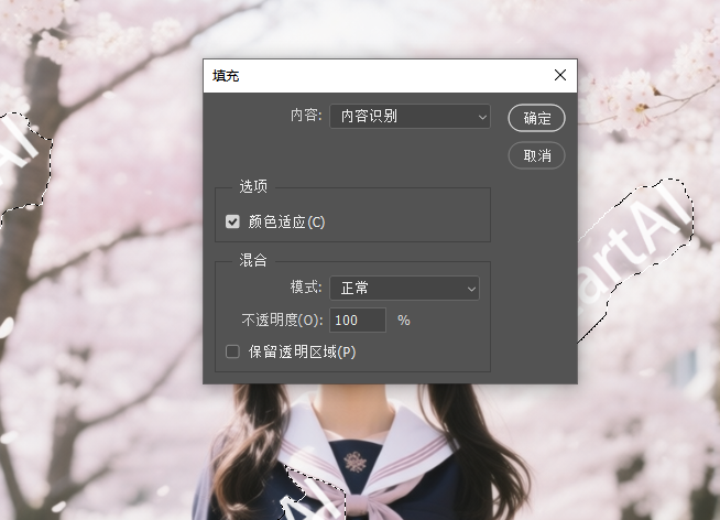 PS中填充对话框设置