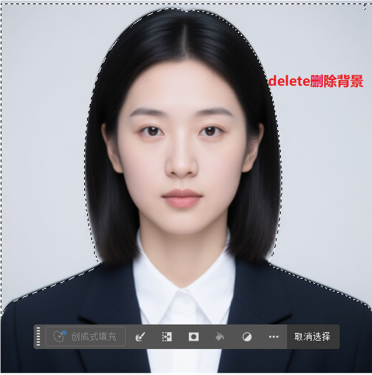 选择背景,然后按住Delete删除背景图片