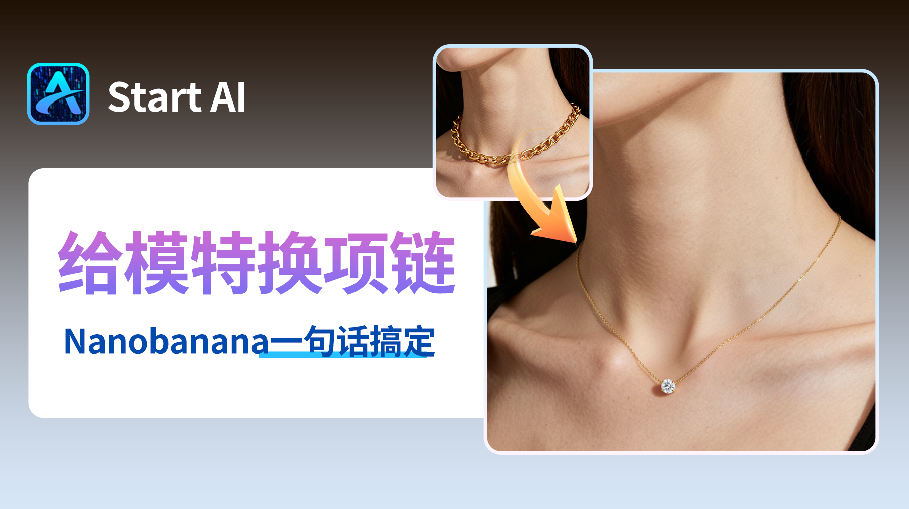 ps怎么给模特一键换项链，nanobanana3s精准转换