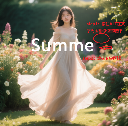 PS修复画笔工具去除文字