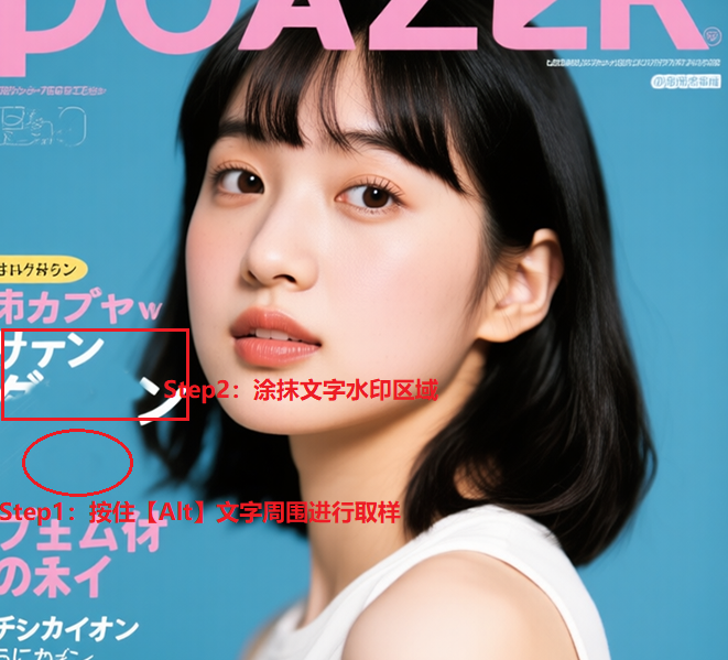 仿制图章工具去除图片水印