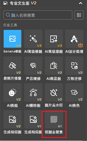 在插件中选择抠图去背景功能