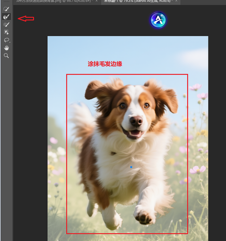 调整边缘画笔工具涂抹毛发边缘