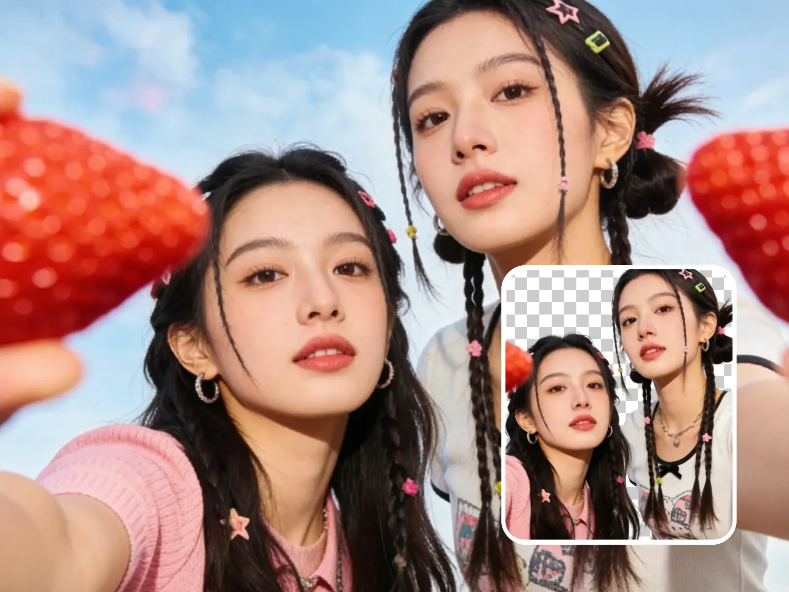 多人主体抠图效果展示