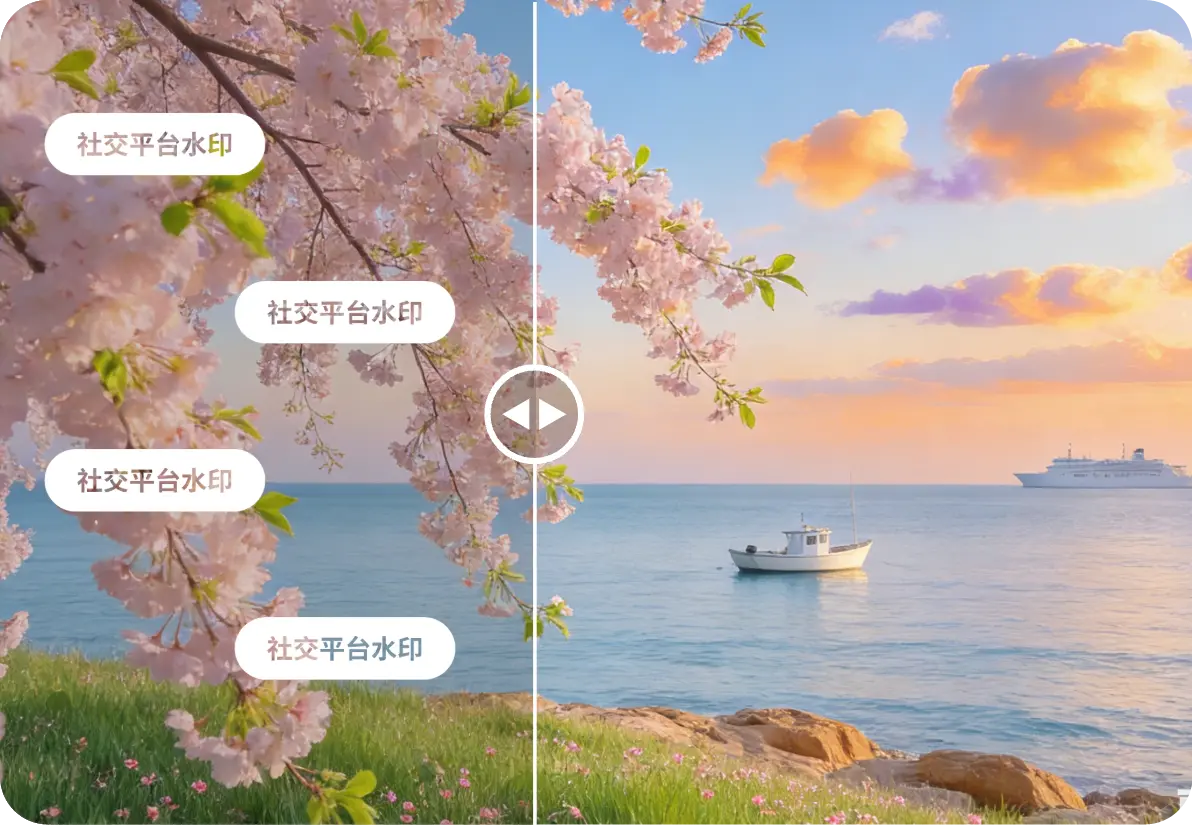 风景图片去除水印效果展示-简单易用