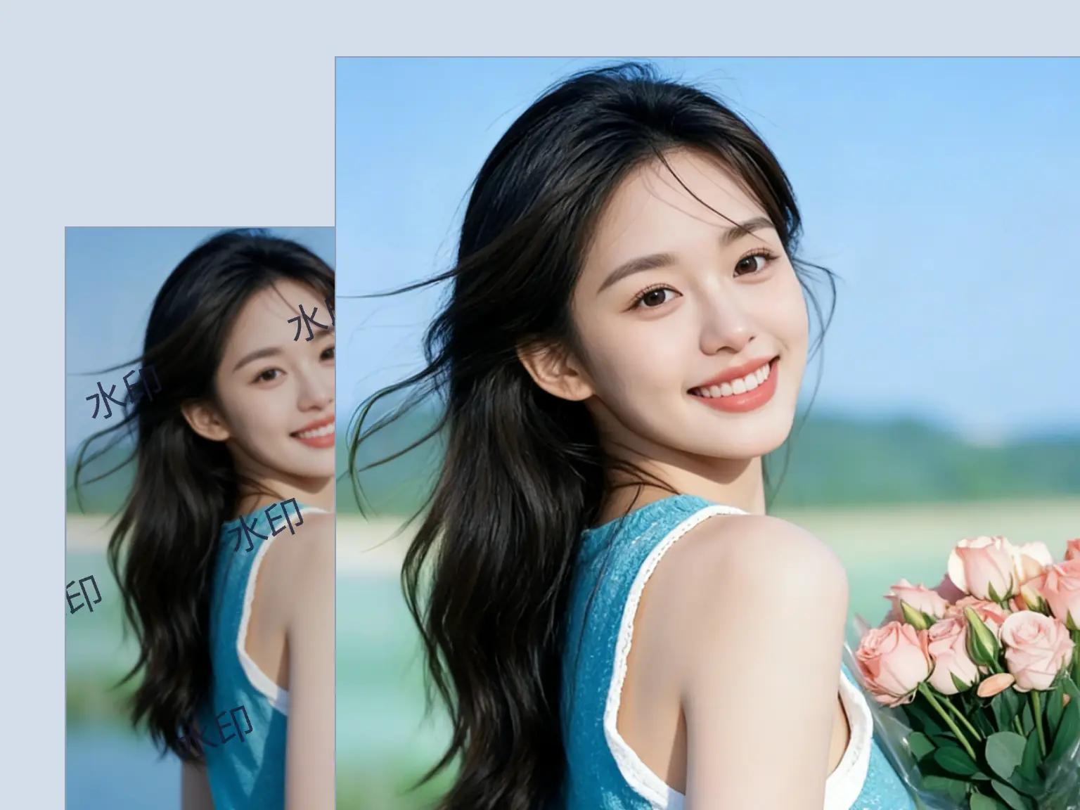 人物图片去水印效果展示