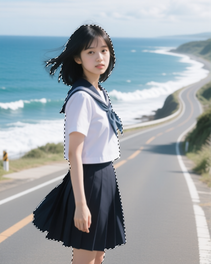 用PS"快速选择工具"(W键)大致选中人物