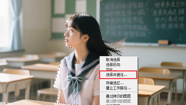 打开选择并遮住工作区