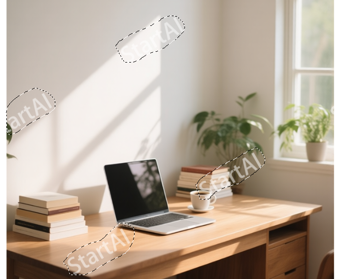 用「套索工具」框选水印区域