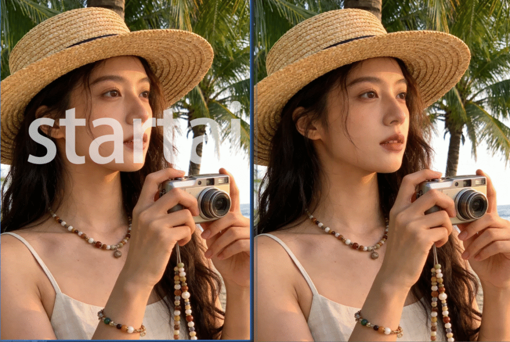 去水印的效果对比图