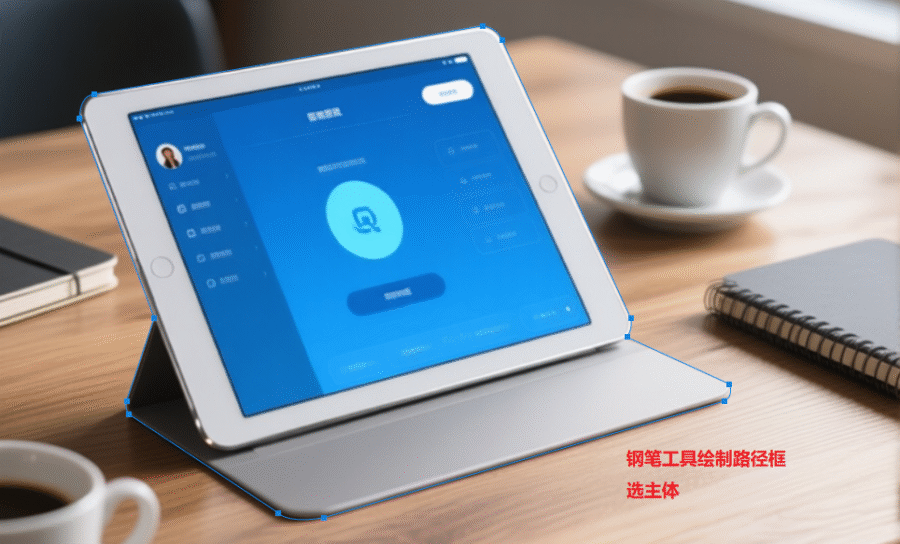 用钢笔工具沿着主体绘制一圈