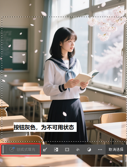 Ps创成式填充按钮不可用图片