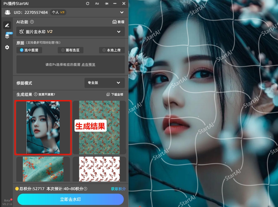 点击“立即去水印”预览消除效果