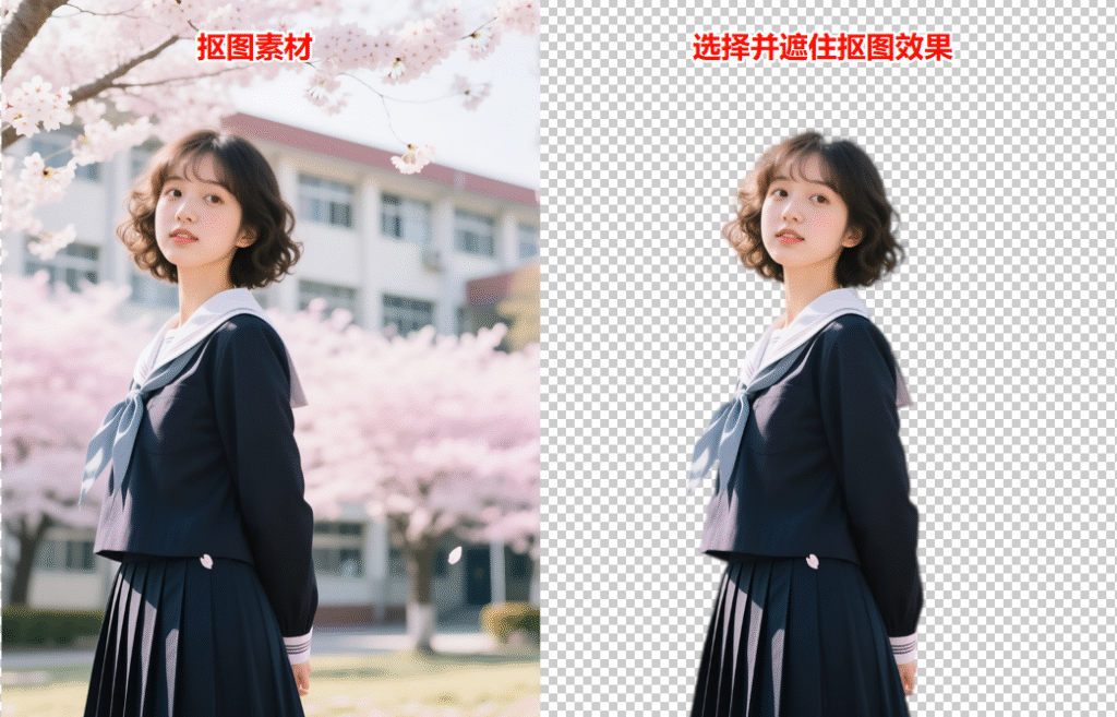 利用PS选择并遮住抠人像效果