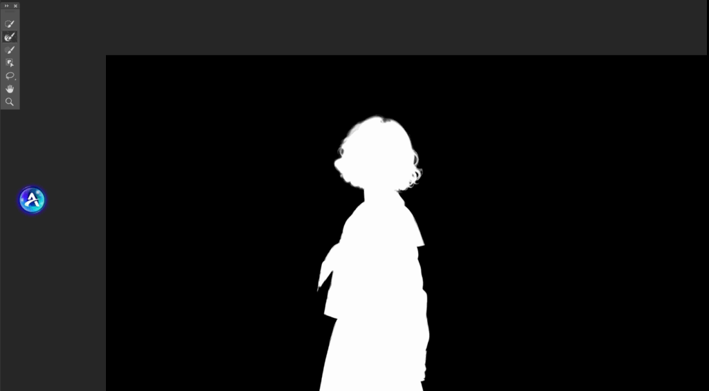 选择左侧「调整边缘画笔工具」涂抹发丝边缘