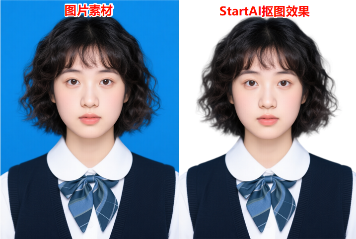 点击“立即移除”分离主体与蓝色背景，后新建一个背景图层