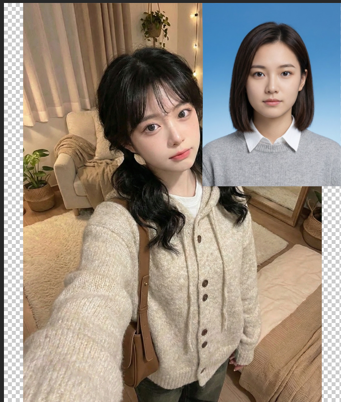 打开PS软件,点击「文件-打开」,同时导入需要换脸的模特图(图1)和替换人脸图(图2)