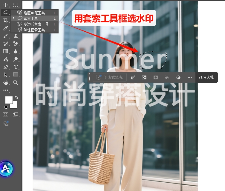 PS内容识别填充去掉图片上的字操作步骤