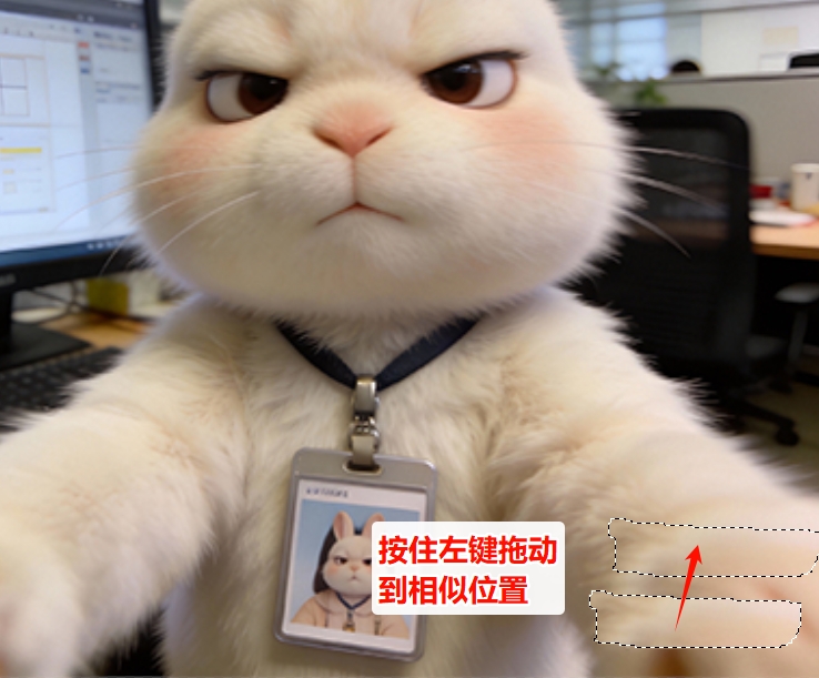 按住鼠标左键，拖动到相似的干净区域