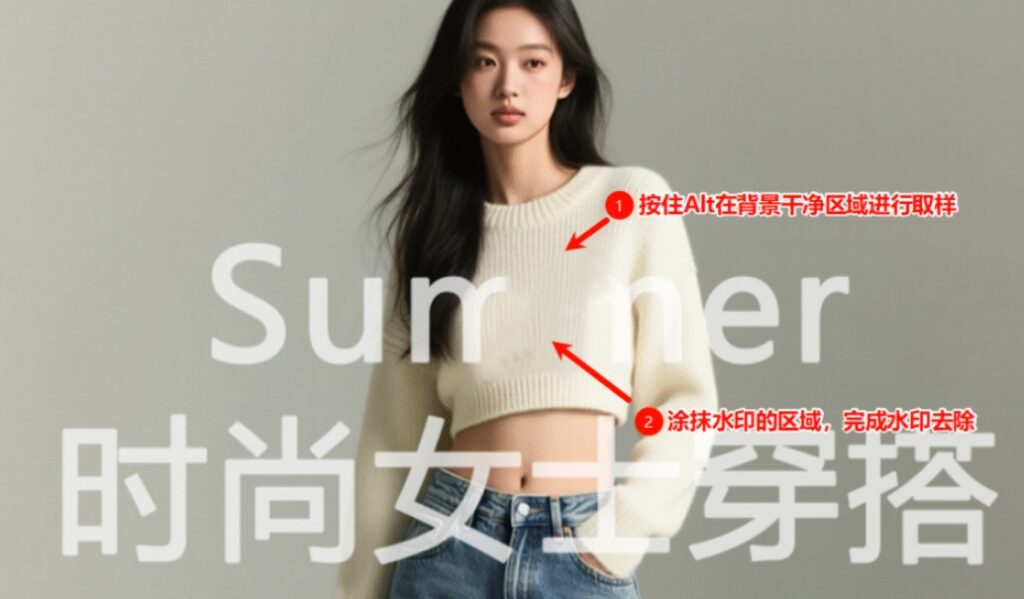 利用仿制图章工具去除图片文字