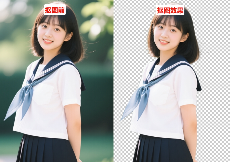 抠图前后对比