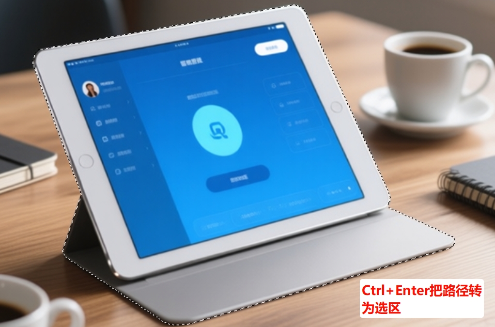 按Ctrl+Enter，将路径转为选区