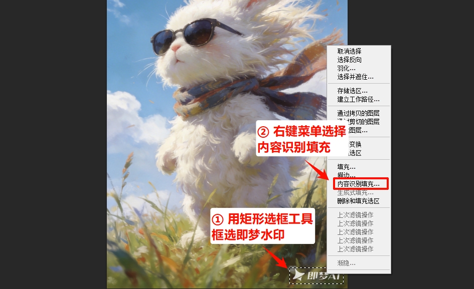 使用PS内容识别去即梦水印步骤