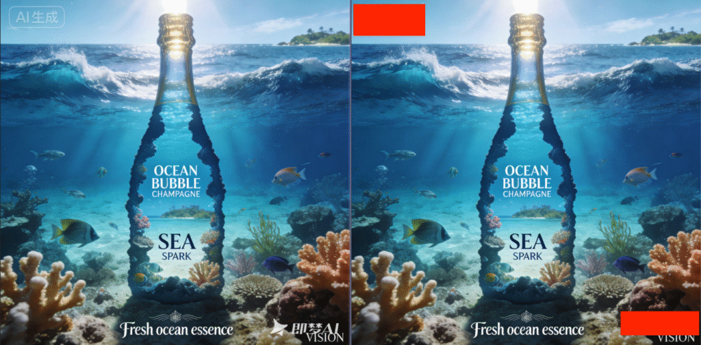 在 PS 中用选区工具，把需要去除的水印部分圈选