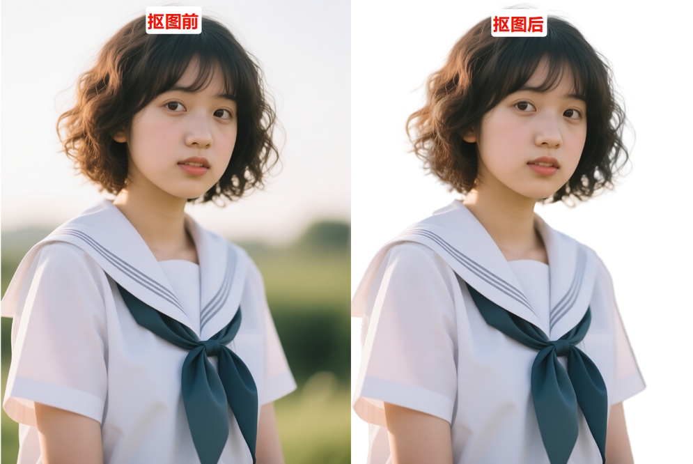 抠图效果前后对比图