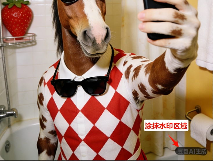 按住鼠标左键,在AI水印区域轻轻涂抹