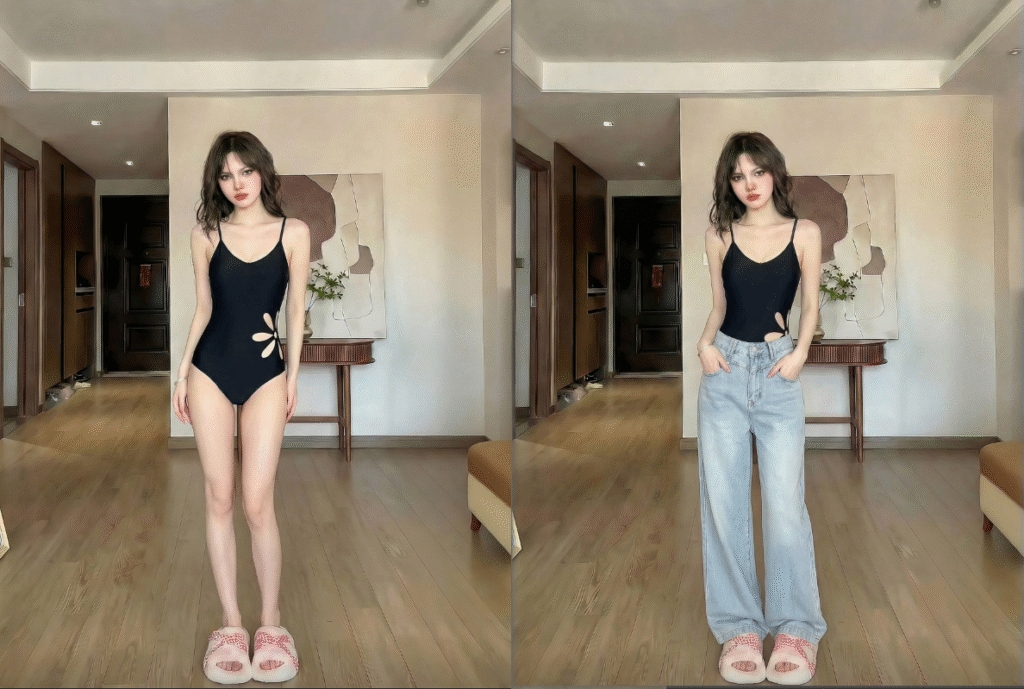 PS给模特换衣服对比图