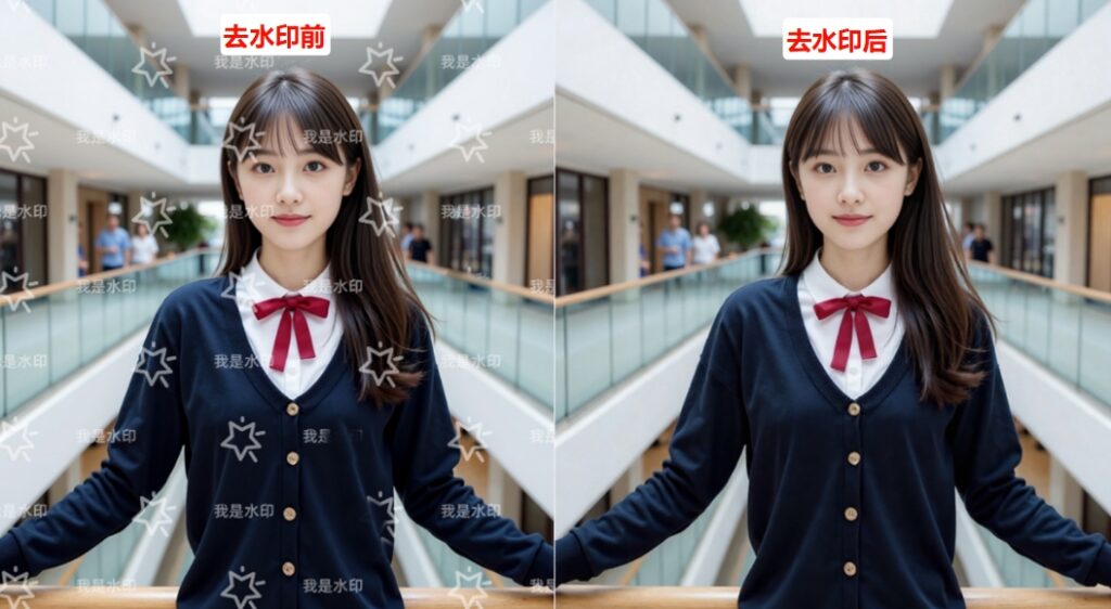 去水印前后对比图