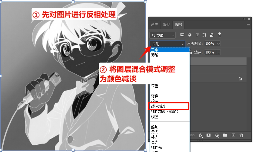 反向图层+调整混合模式，强化轮廓