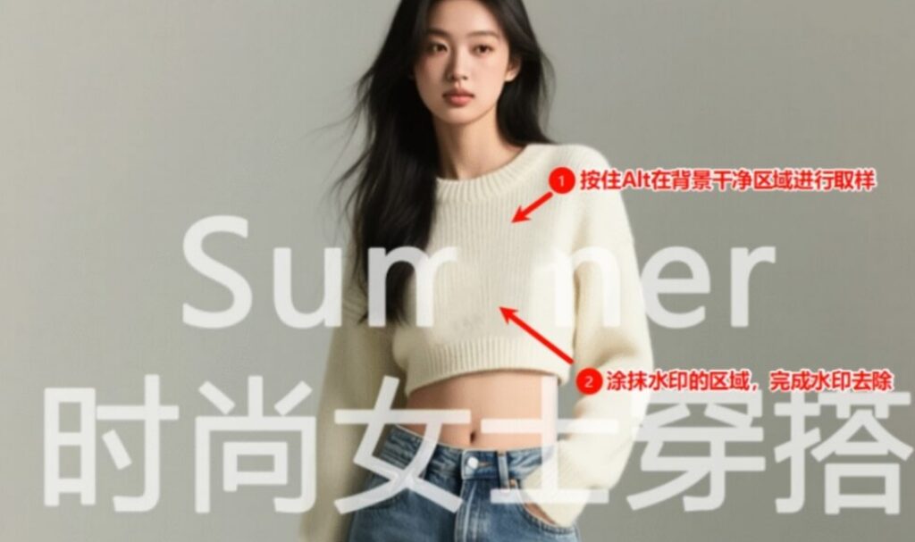 仿制图章工具去除图片文字步骤