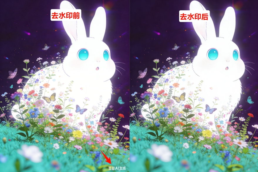 去水印前后效果图