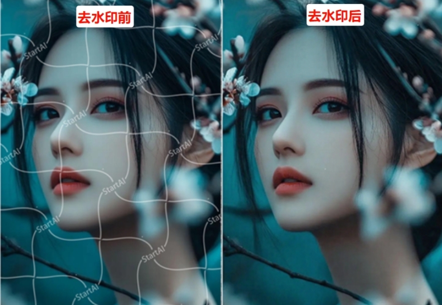 插件去水印前后对比效果图