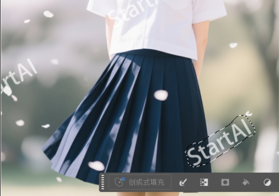 用“套索工具”框选需要去除的文字区域