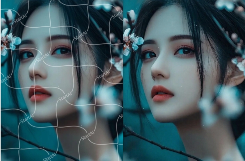 去水印前后效果对比