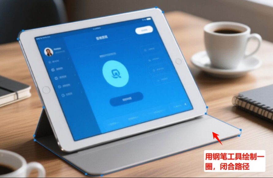 用钢笔工具沿主体边缘点击创建锚点