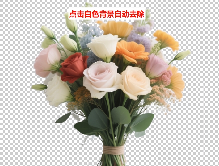 鼠标单击白色背景,魔术橡皮擦会自动擦除所有白色区域